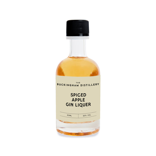 Bottle of Spiced Apple Gin Liqueur from The Buckingham Distillery on a white background